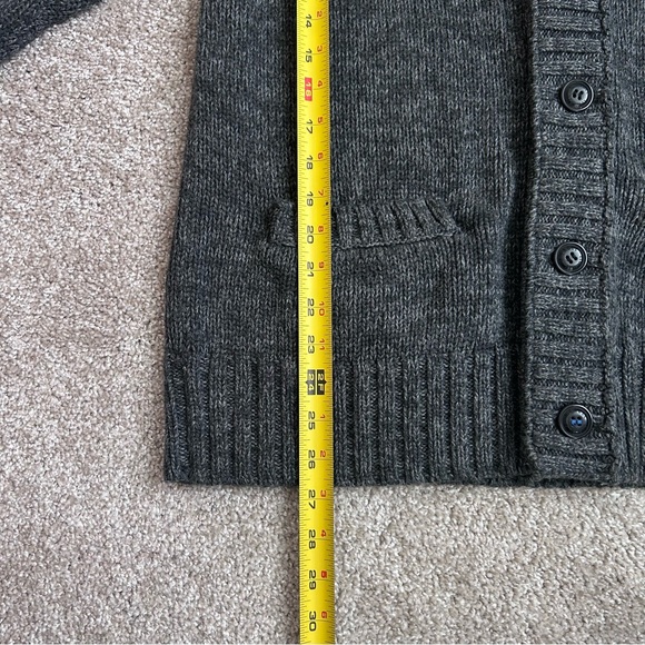AMERICAN EAGLE Cardigan Sweater Gray White Sherpa Cotton Wool Blend Size L Ski - Picture 3 of 8